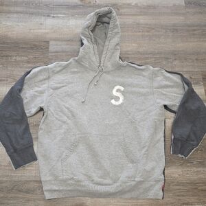 Supreme S Logo Hoodie Pullover Sweater Gray Thick Heavy Cotton Mens Size S